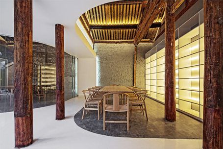北京现代中式茶楼设计案例（曲廊院）-450平米